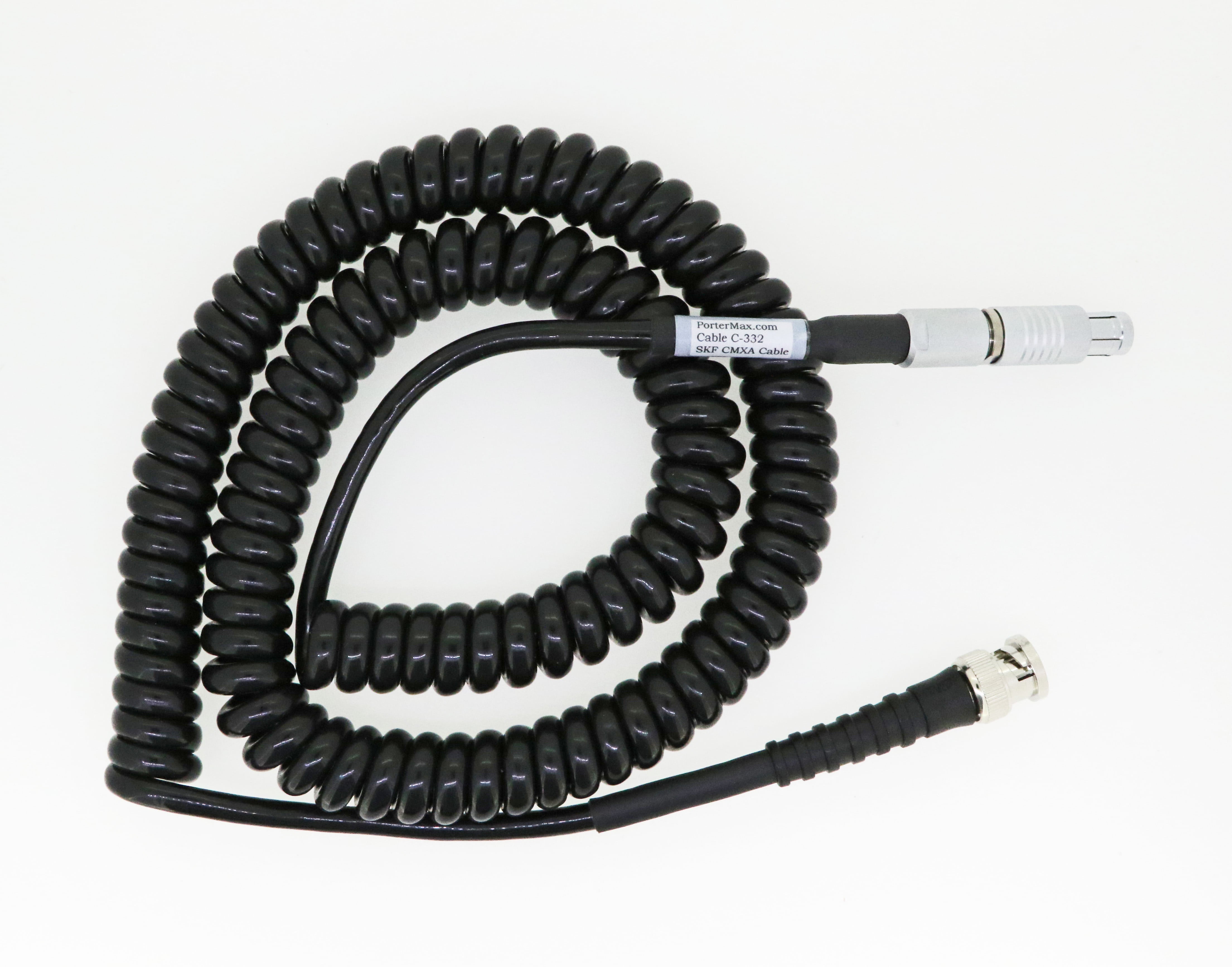 SKF Microlog CMXA Accelerometer Coiled Cable Fischer 6 Pin To BNC-M Co ...